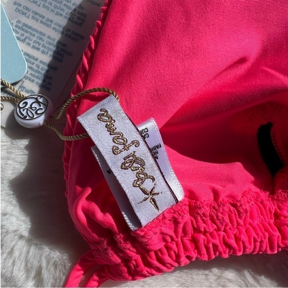 Luli Fama Hot Tropics Triangle Halter Top in Electric Coral - Picture 5 of 9